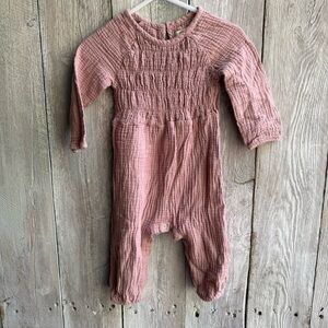 Grayson Collective Baby Girl Set Of 2 Shirred Muslin Jumpsuit Rompers Size 12 M